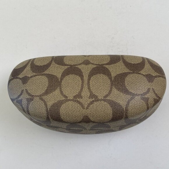 Coach Case Signature Monogram Brown Hard Clamshell Sunglasses Eye Glasses Case - Picture 1 of 4